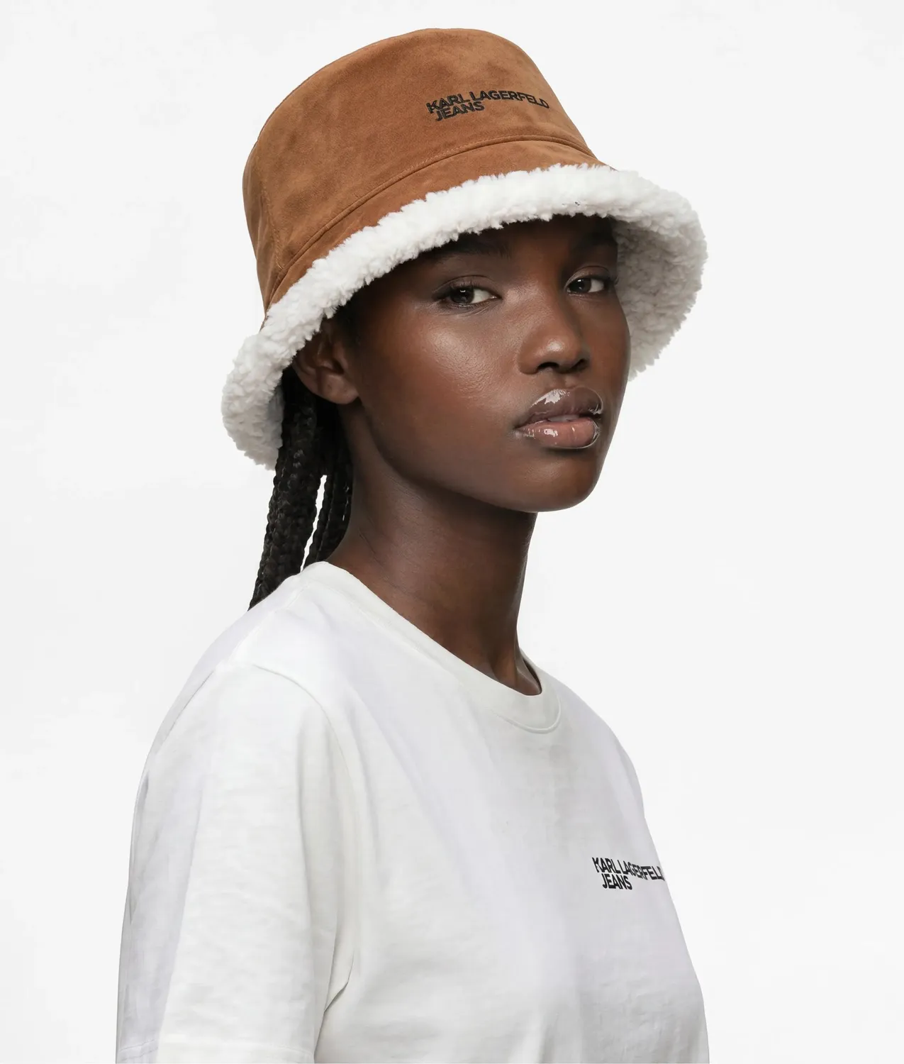 Karl Lagerfeld Jeans Bucket Hat Wildleder Wendehut beige