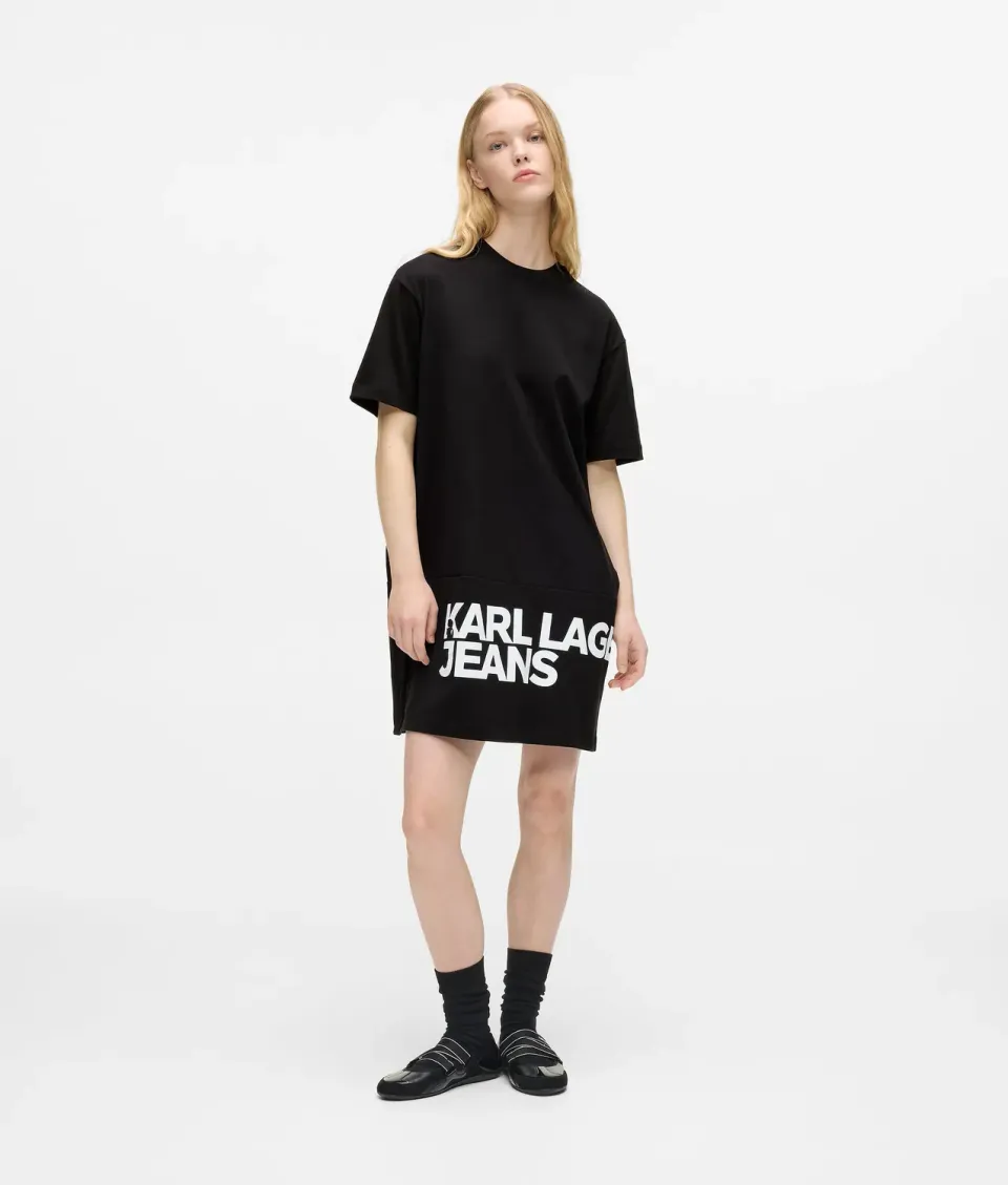 Karl Lagerfeld Jeans Logo T-Shirt-Kleid Bio-Baumwolle