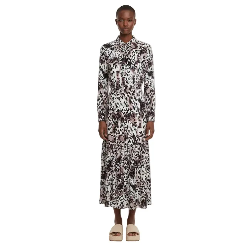 Gloriette Animal Print Maxikleid Braun Viskose mit Gürtel