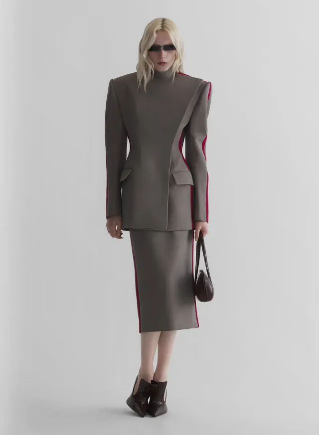 Mugler Pencil Skirt Midi Bicolor Wolle