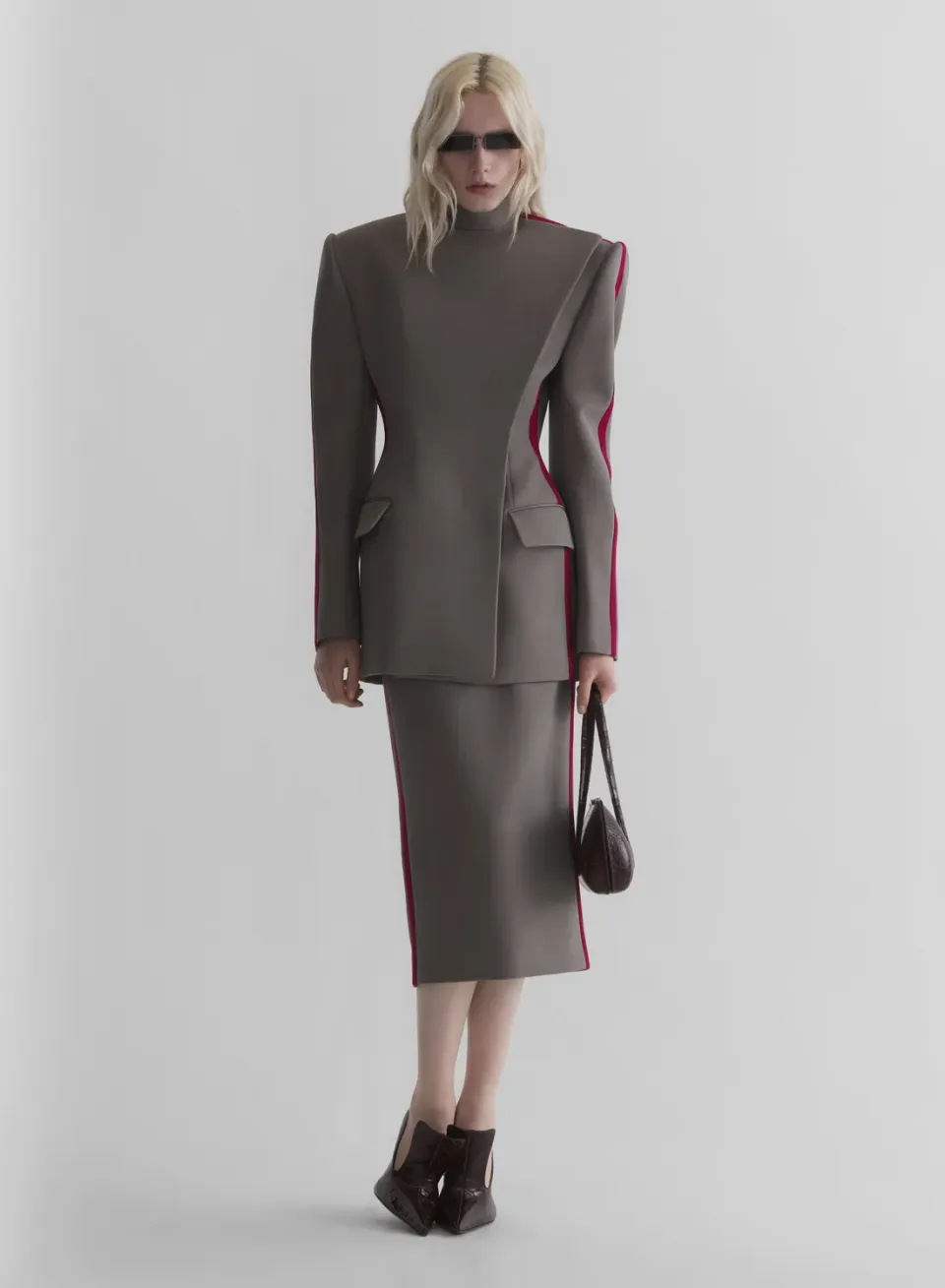 Mugler Pencil Skirt Midi Bicolor Wolle