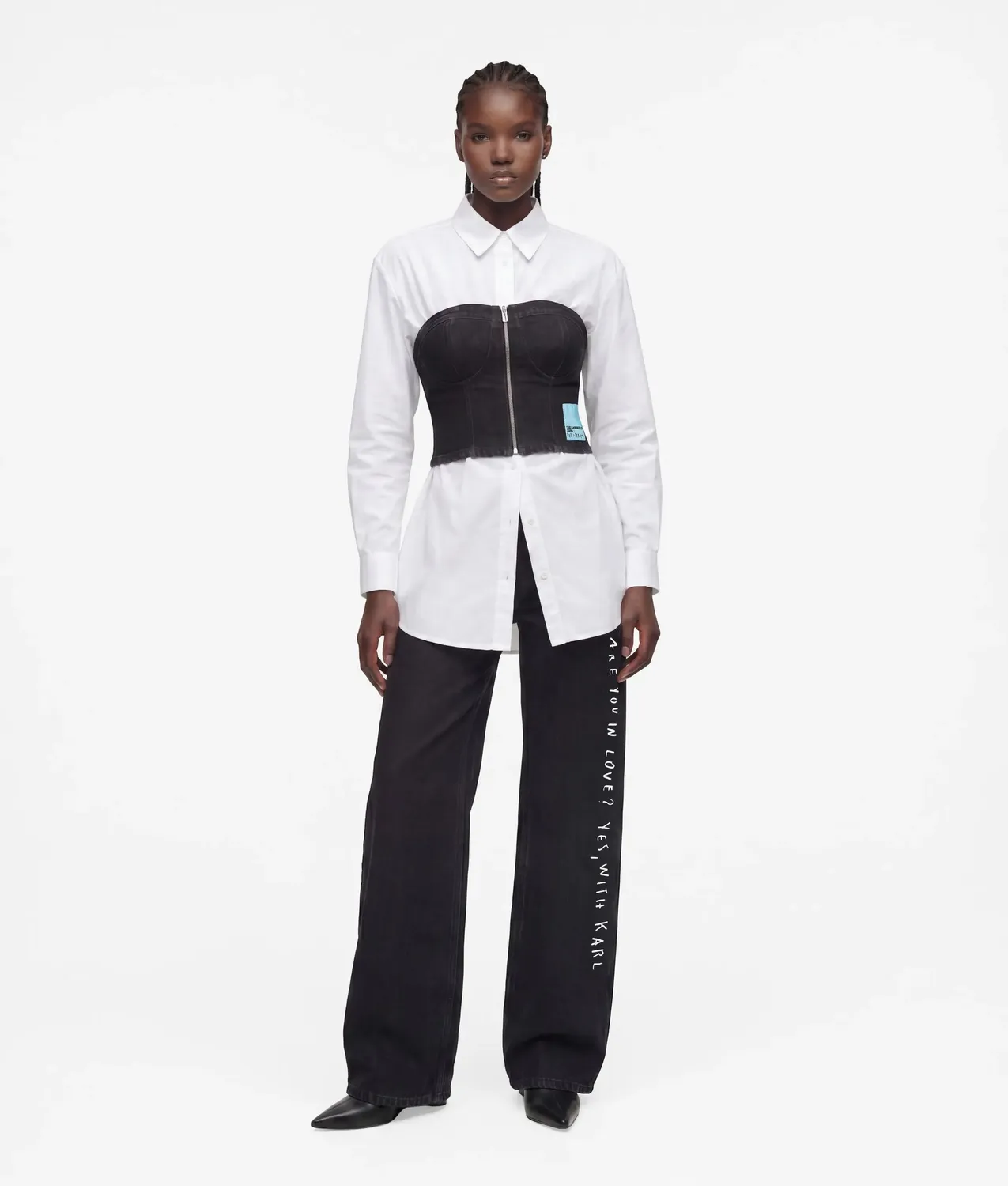 Karl Lagerfeld x Terzini Bandeau Top Denim Rückenprint