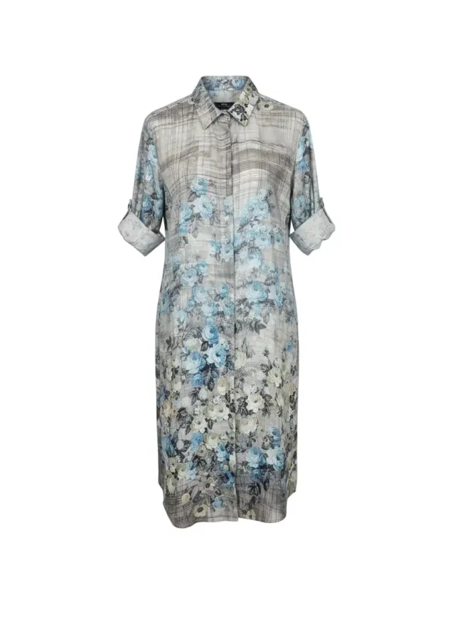 Gloriette Blue Flower Midikleid Viskose 3/4-Arm