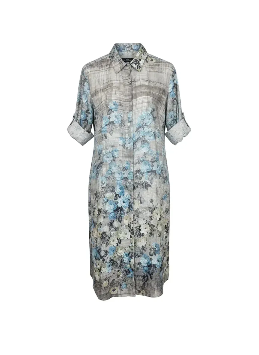 Gloriette Blue Flower Midikleid Viskose 3/4-Arm