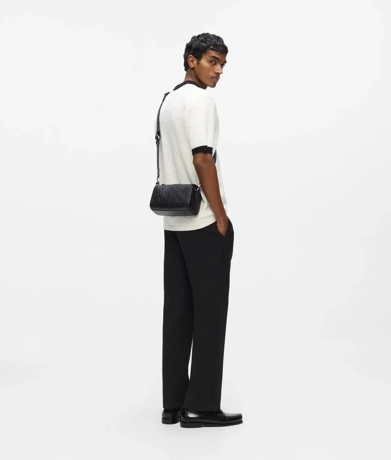 Karl Lagerfeld K/Loom Leder Mini Barrel Bag Monogramm