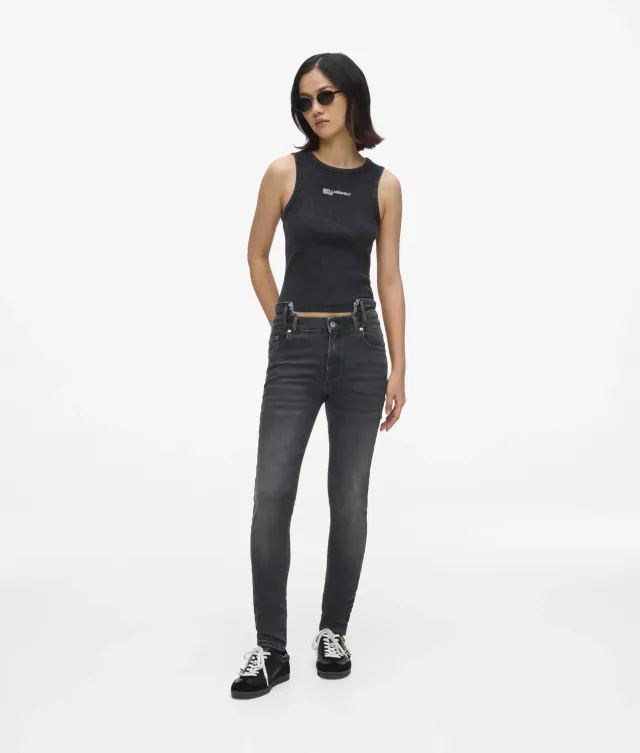 Karl Lagerfeld Cutaway Waist Skinny Jeans High-Rise