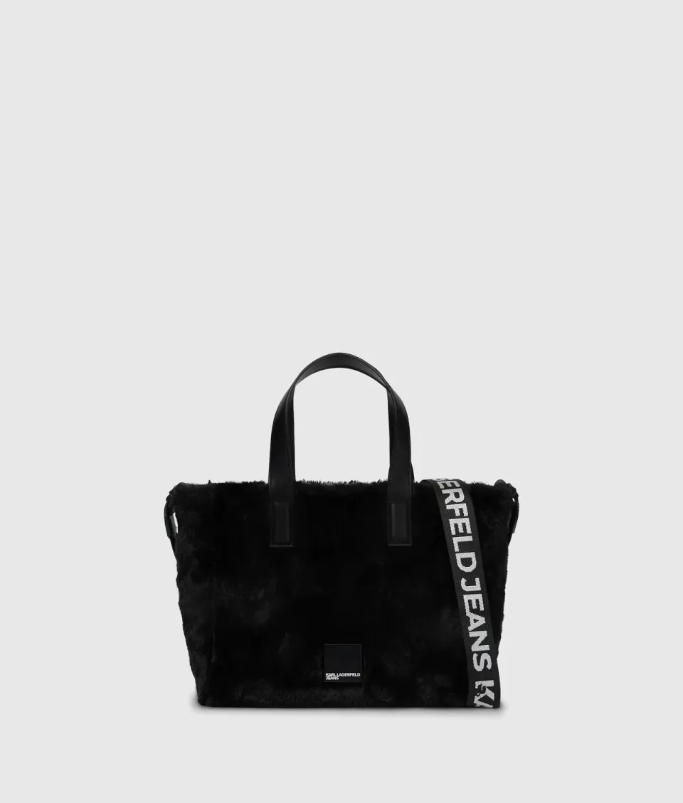 Karl Lagerfeld Jeans Box Logo Furry Mini Tote Bag Plüsch