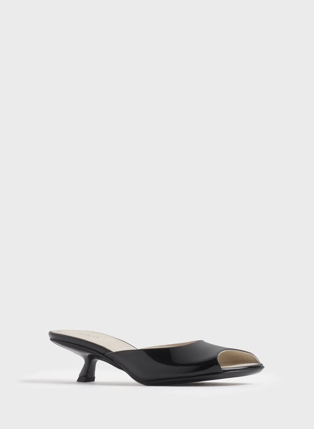 Mugler Mules 45 Peep-Toe Pantoletten Schwarz Lack
