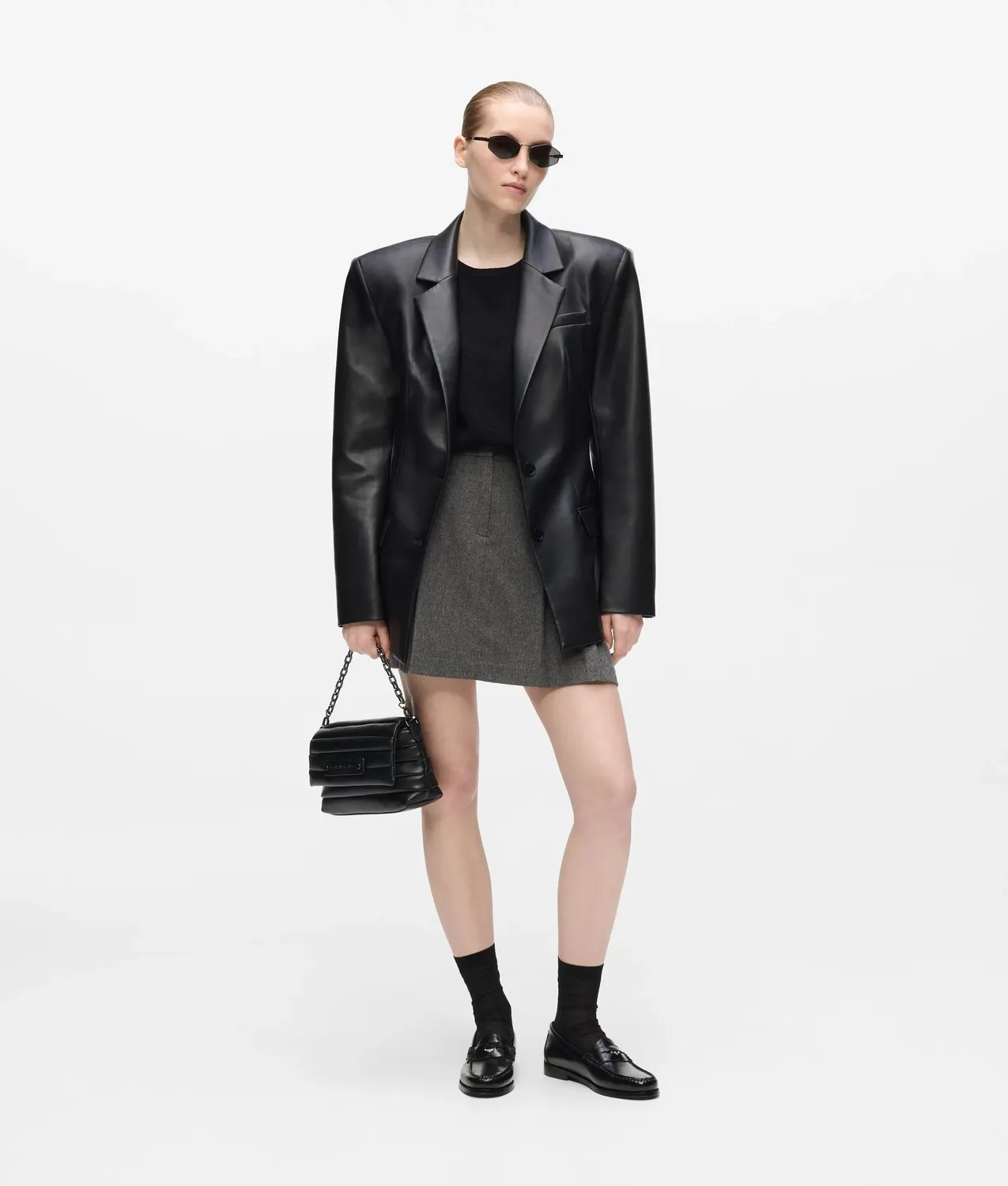 Karl Lagerfeld Oversized Blazer Kunstleder schwarz Gr. 0-10