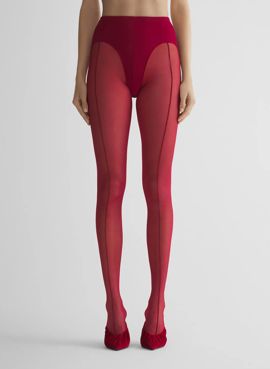 Mugler Re/Edit Strumpfhose Rot transparent