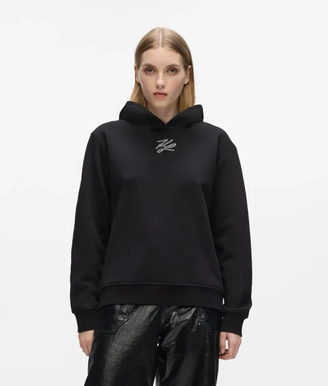 Karl Lagerfeld Rhinestone Autograph Hoodie Strass