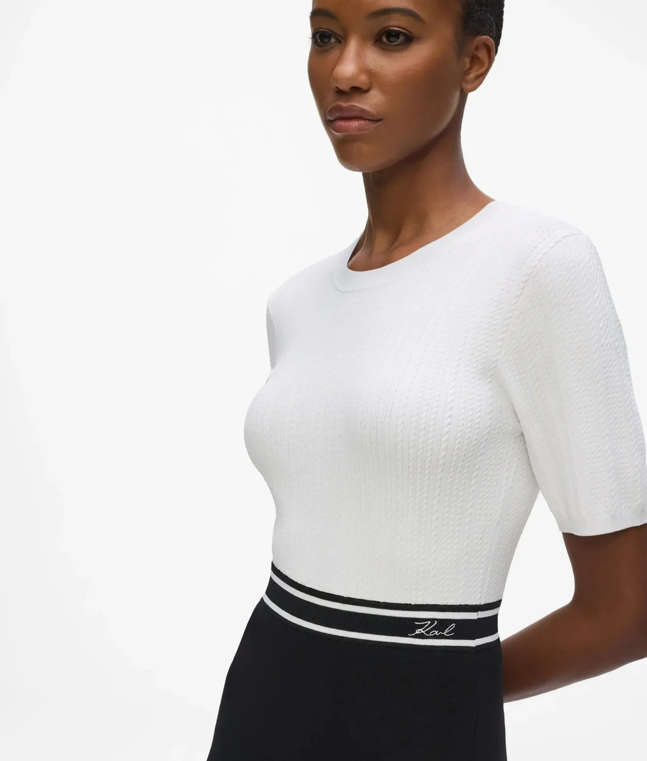 Karl Lagerfeld Logo Two-Tone Strickkleid Damen Figurbetont