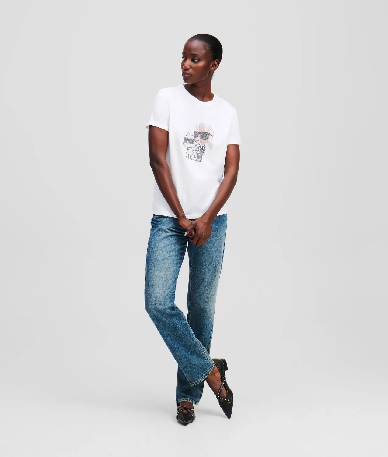 Karl Lagerfeld Ikon Karl Choupette T-Shirt Strass