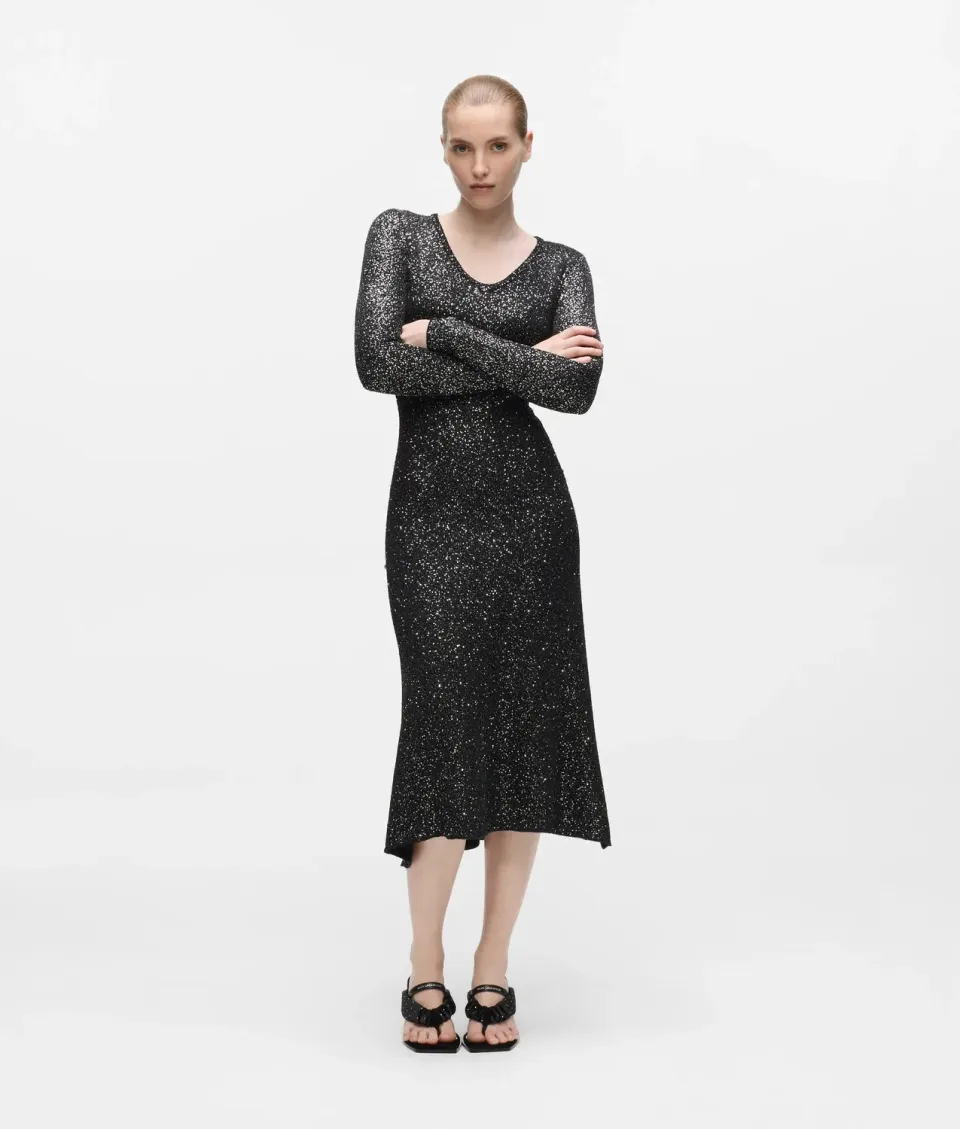 Karl Lagerfeld Sequin Knitted Kleid lang mit Pailletten