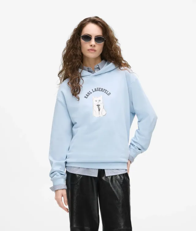 Karl Lagerfeld Ikon Choupette sketch Hoodie Damen oversized