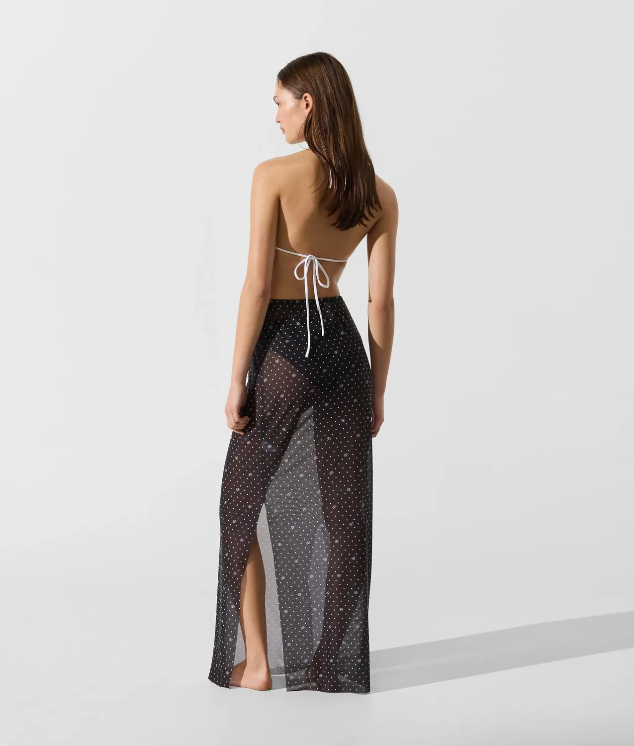 Karl Lagerfeld Polka Dot Mesh Pareo Maxi transparent