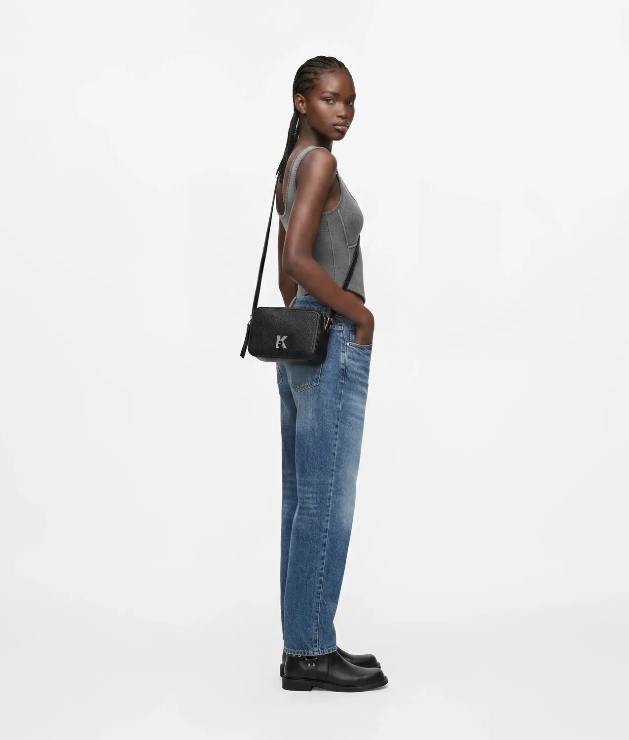 Karl Lagerfeld KL Jeans K Logo Camera Bag Tasche genarbt