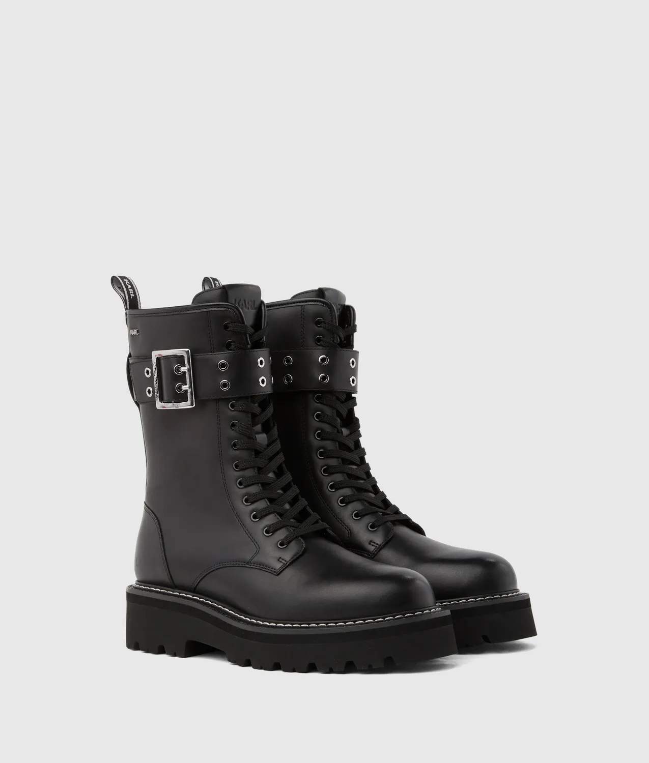 Karl Lagerfeld Kyla Schnürboots Leder Schnallen