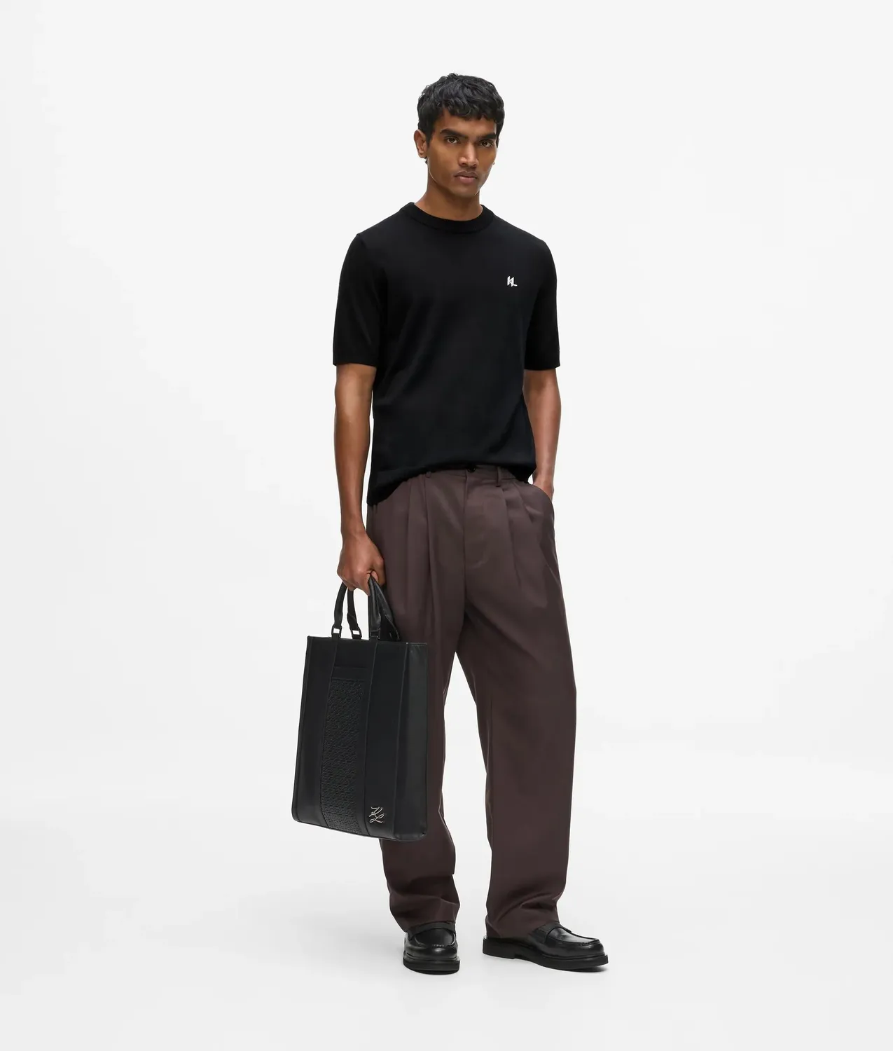 Karl Lagerfeld Monogram Merino T-Shirt Wolle