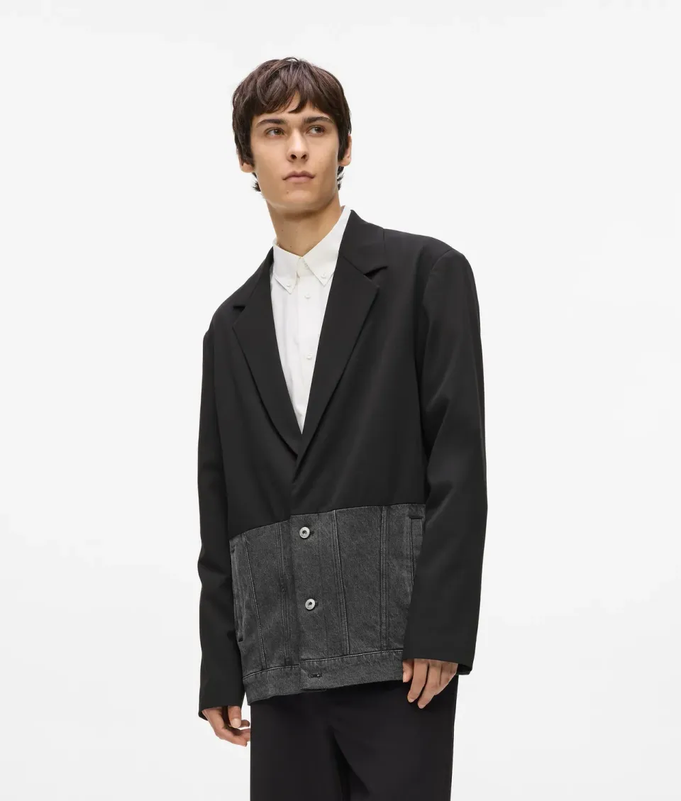 Karl Lagerfeld KL Jeans Denim Panel Blazer doppelreihig