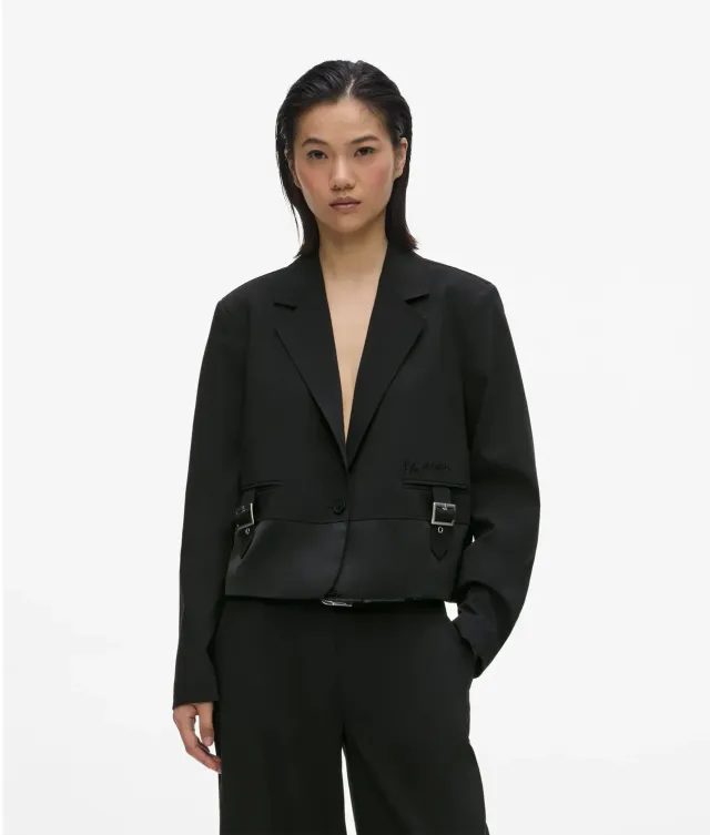 Karl Lagerfeld Buckle Blazer Damen einreihig schwarz