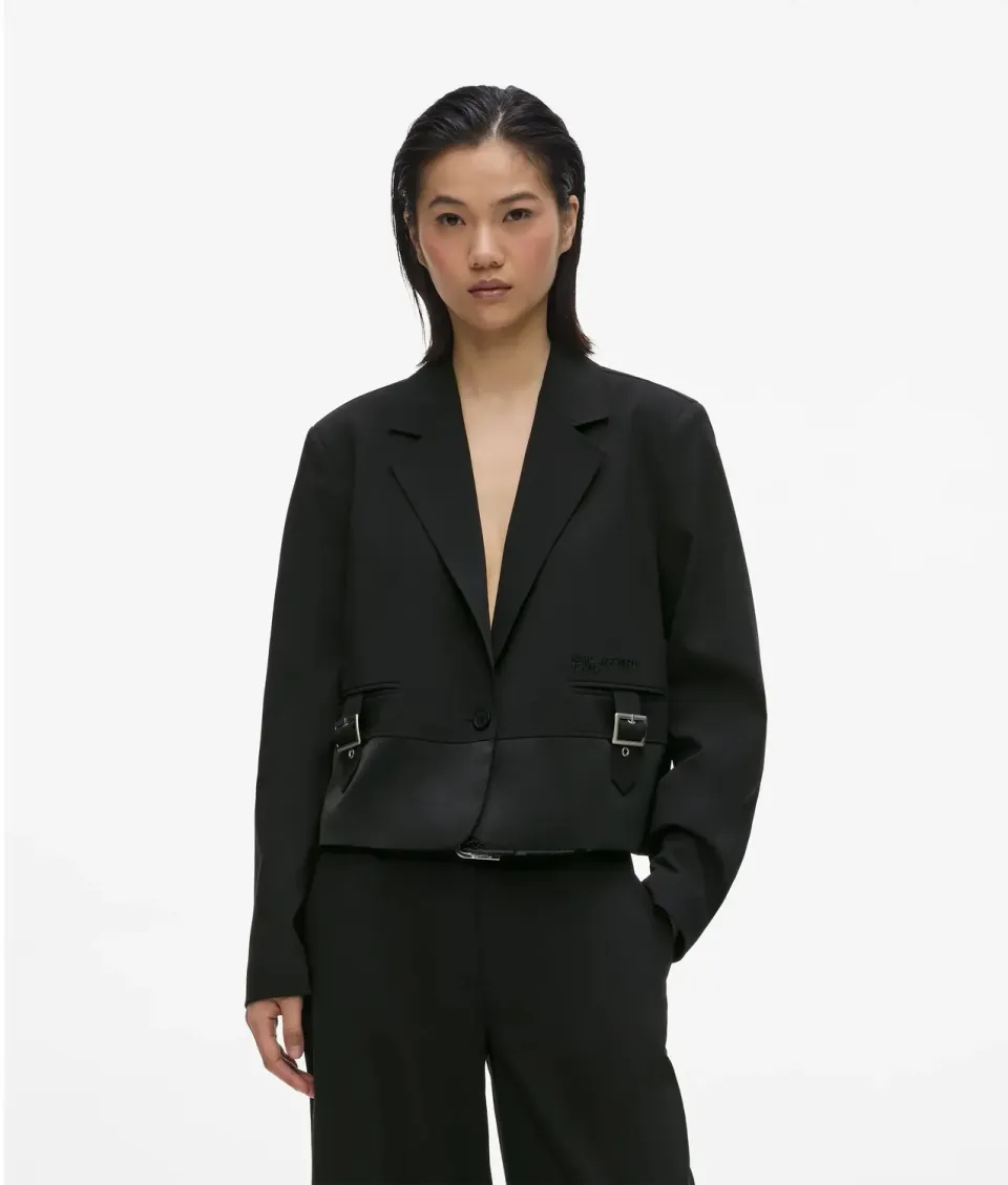 Karl Lagerfeld Buckle Blazer Damen einreihig schwarz