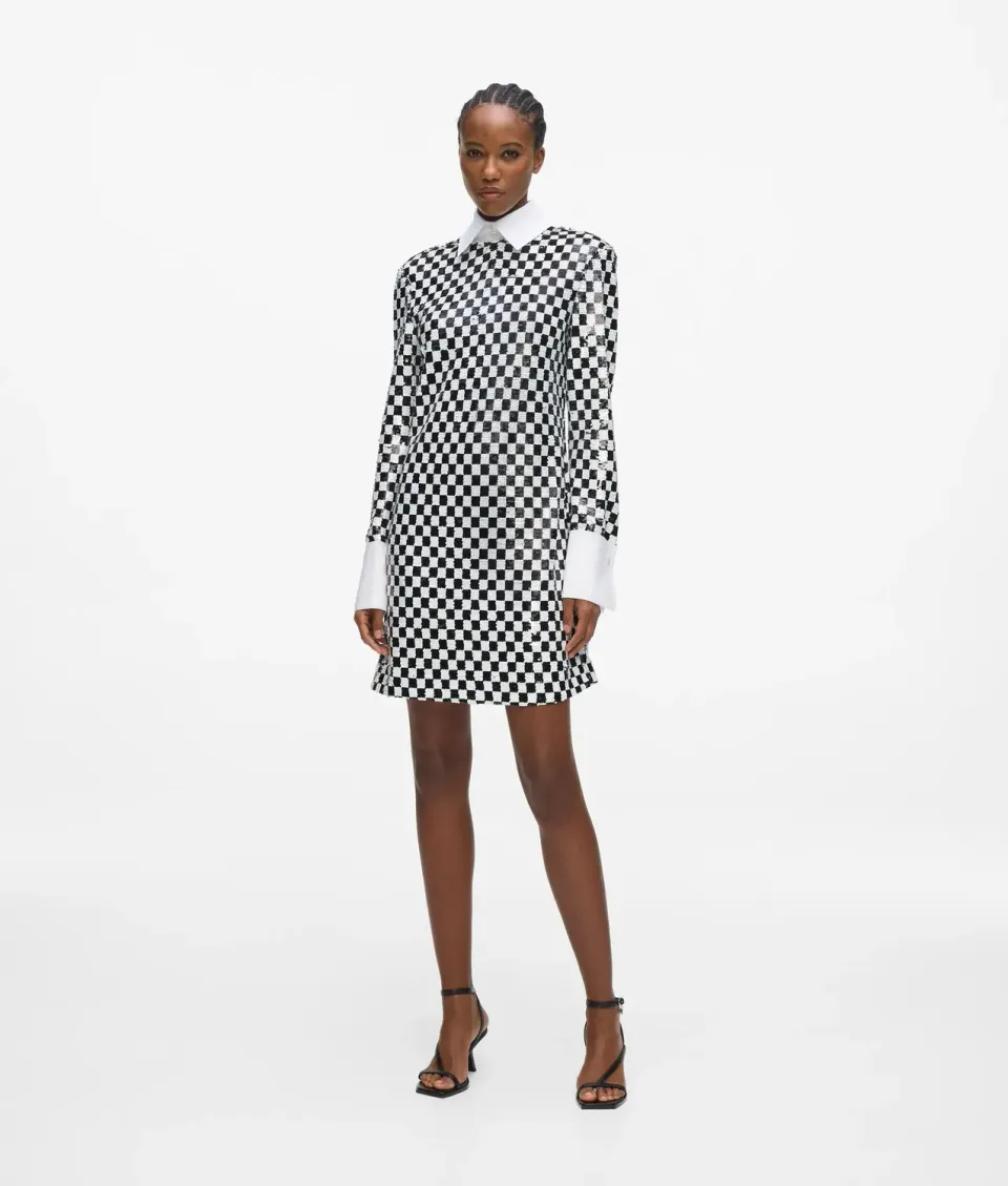 Karl Lagerfeld Checkerboard Paillettenkleid Mini
