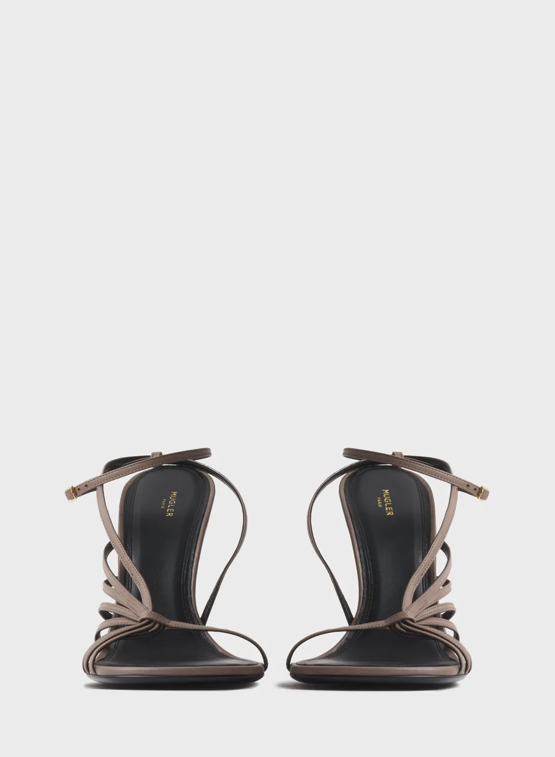 Mugler Knotted T-Strap Sandalen 105 Taupe