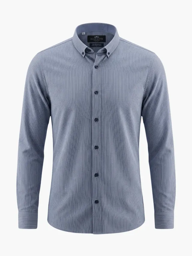Gloriette Button Down Hemd blau Nadelstreifen Baumwolle
