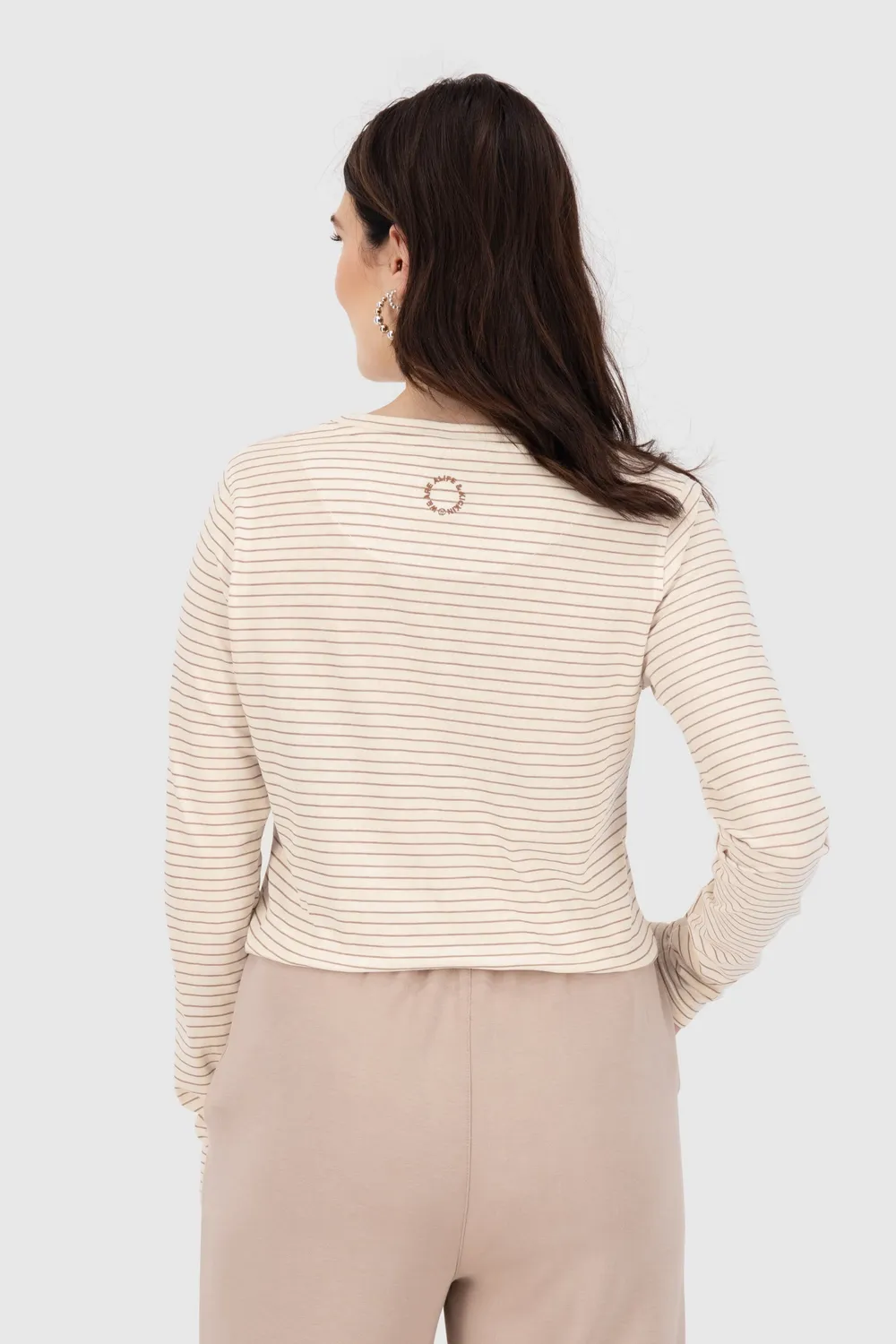 Alife & Kickin LeaAK Z Longsleeve Beige gestreift Baumwolle