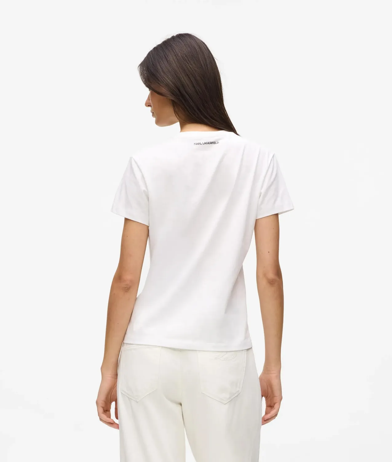 Karl Lagerfeld Rue Glitzer T-Shirt Slim-fit Bio-Baumwolle