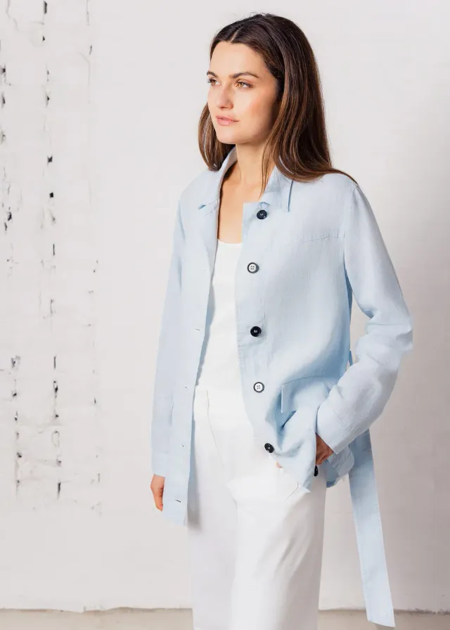 Senatex Hemdbluse Ramie-Lyocell Bluse Sky Blue