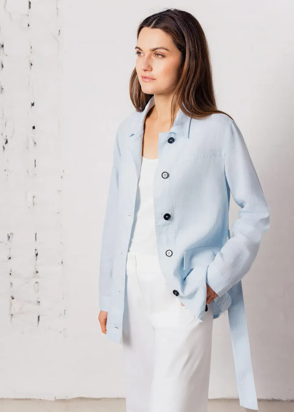 Senatex Hemdbluse Ramie-Lyocell Bluse Sky Blue