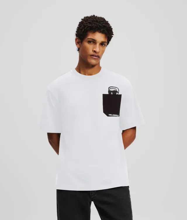 Karl Lagerfeld Ikon Peek-a-Boo Pocket T-Shirt Bio-Baumwolle