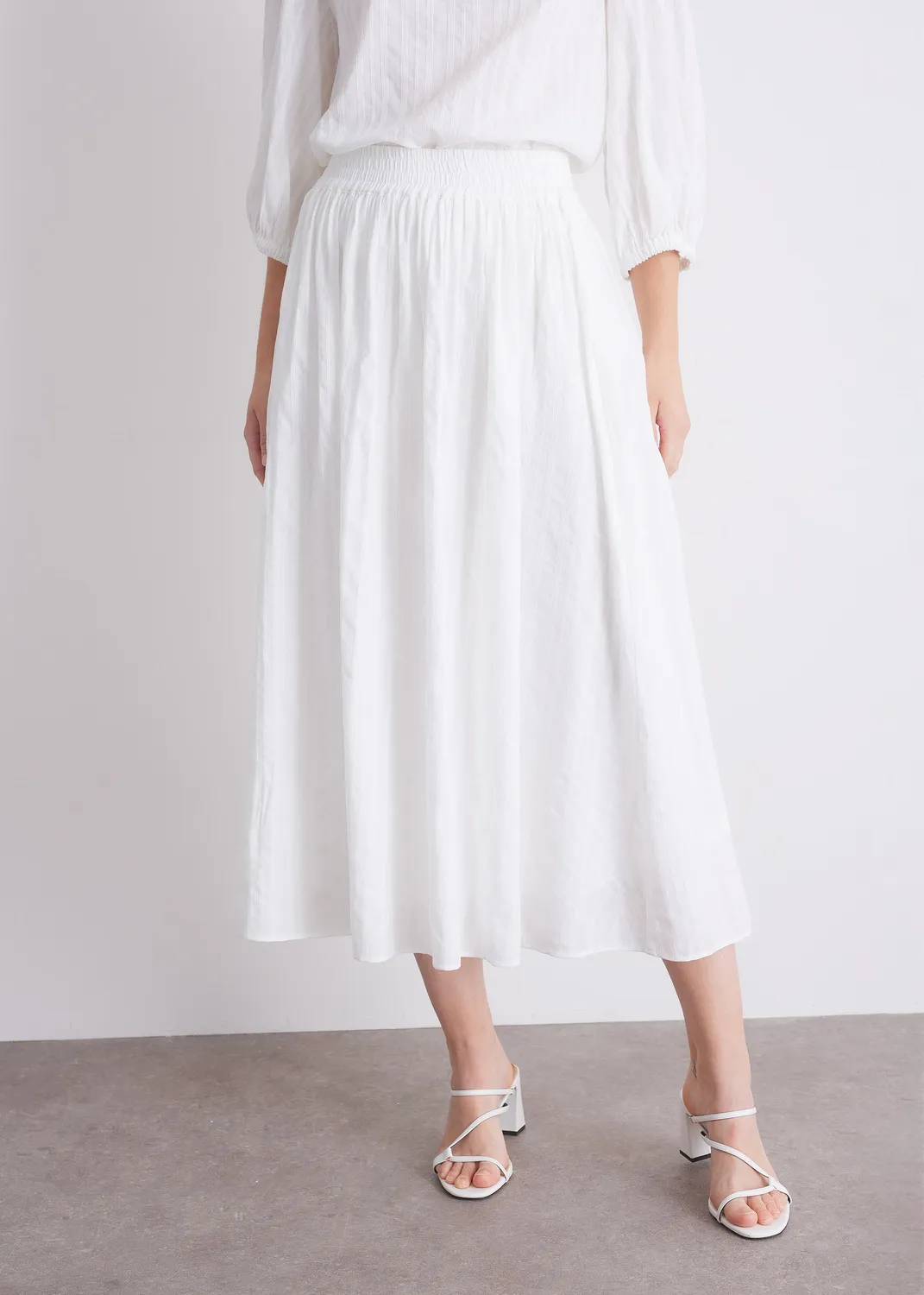 Senatex Rock aus Baumwolle Off-White midi