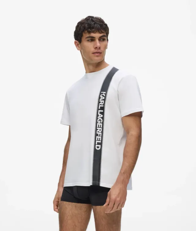 Karl Lagerfeld Vertical logo Pyjama-Shirt Herren Bio-Baumwolle