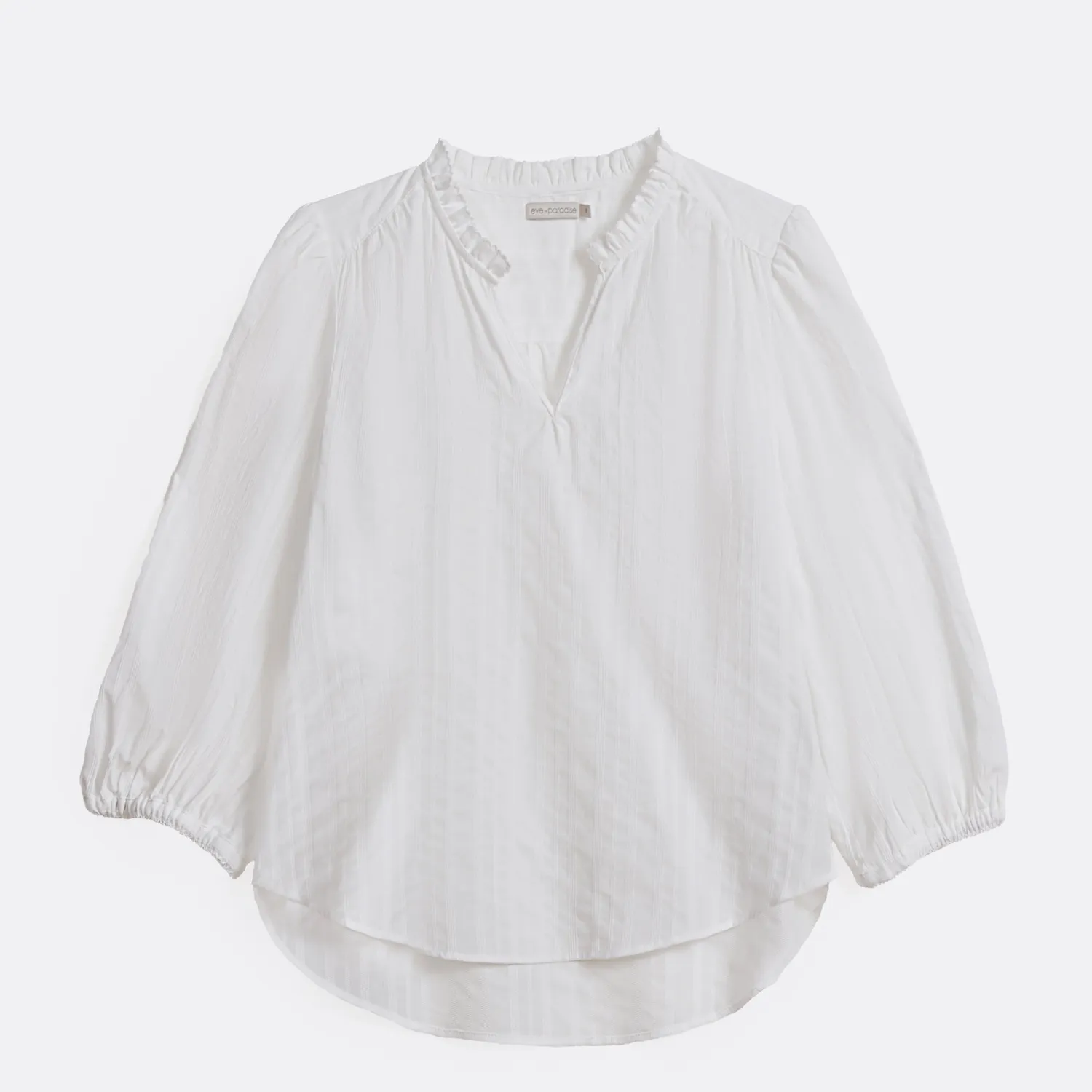 Senatex Bluse OCS Baumwollbluse Off-White 34 Stehkragen