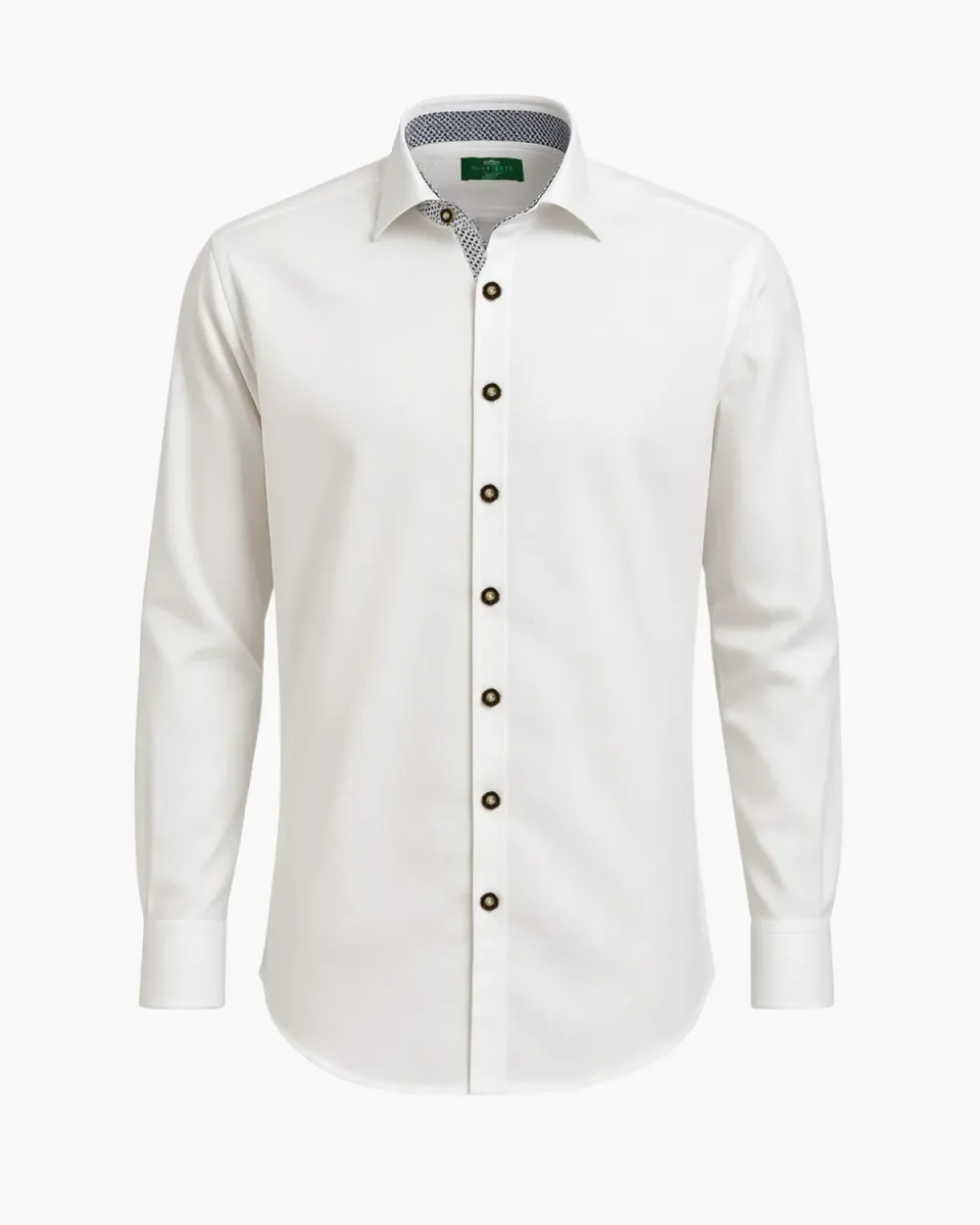 Gloriette Classic Windsor Trachtenhemd Weiß Comfort Fit Bio