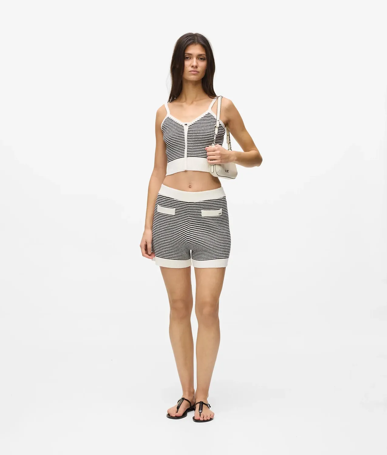 Karl Lagerfeld Ikon Stricktop Streifen Baumwolle Ärmellos