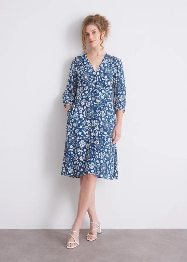 Senatex Kleid mit floralem Print Kleid Ocean Time Viskose