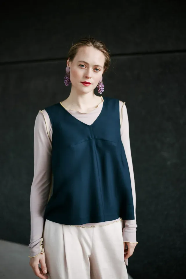 isarti Angolo Top Notte Blu Tencel