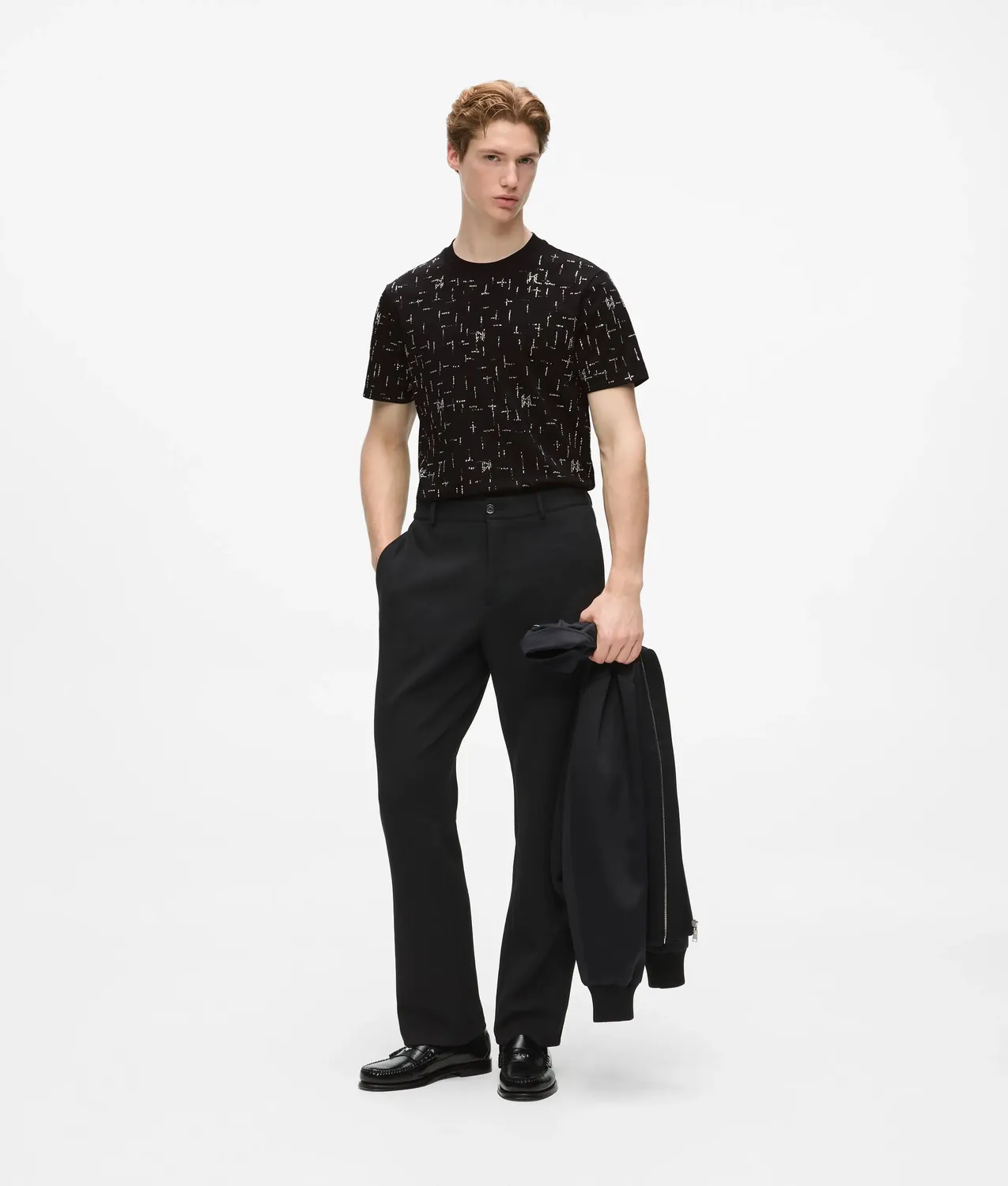 Karl Lagerfeld Monogram Rhinestone T-Shirt Baumwolle Strass