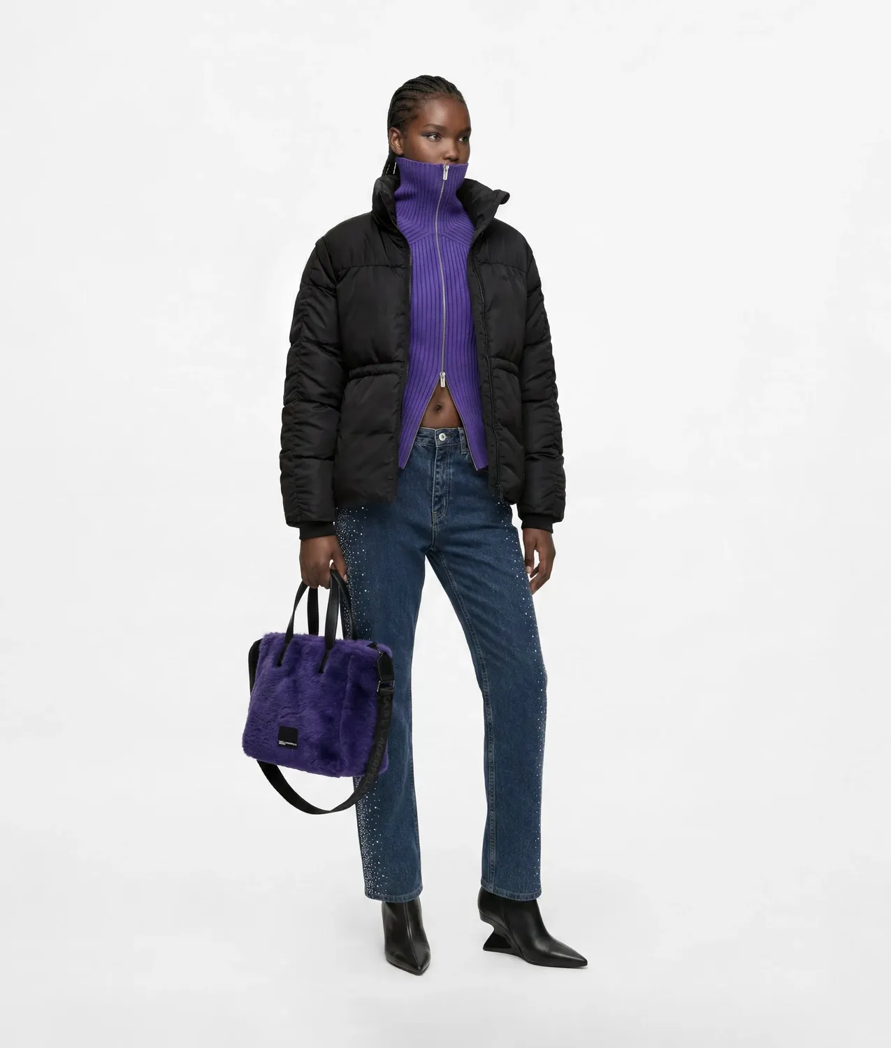 Karl Lagerfeld KL Jeans Box Logo Furry Mini-Tote Plüsch