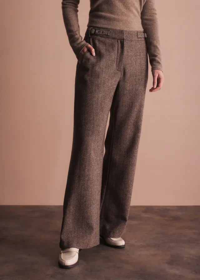 Senatex Weite Hose Donegal Tweed Braun meliert
