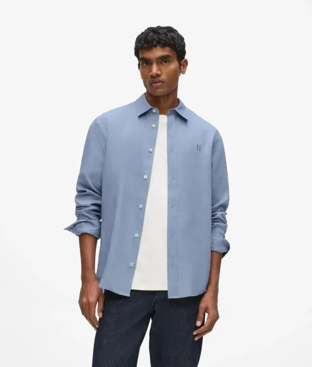 Karl Lagerfeld Monogram Leinenhemd Herren Langarm Sommer