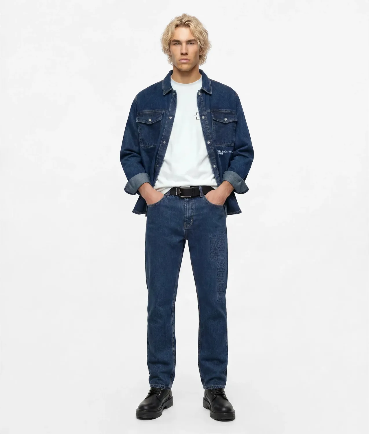 Karl Lagerfeld KL Jeans Logo Denim Overshirt Jeanshemd