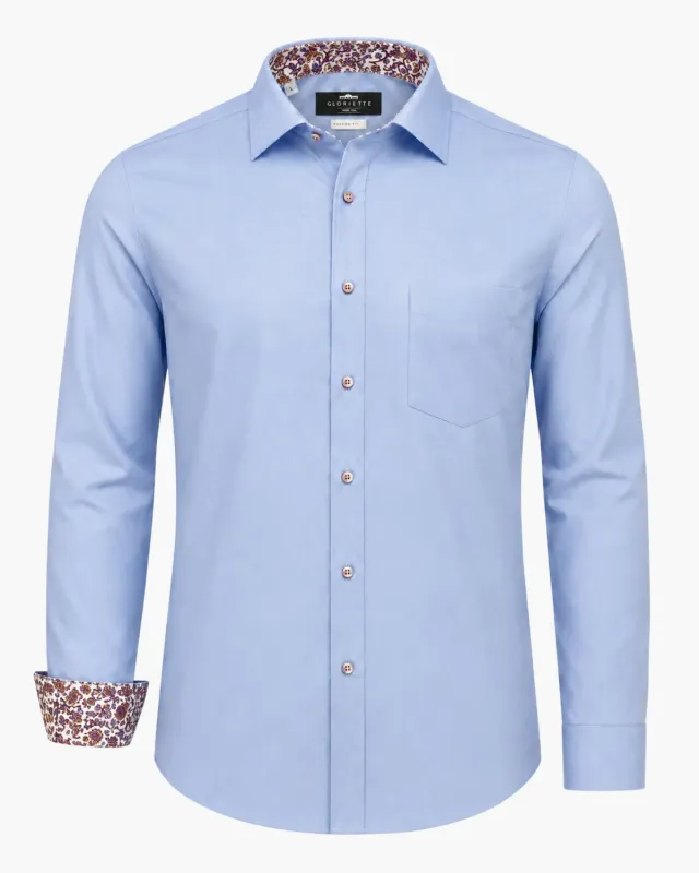 Gloriette Hemd Fashion-Fit blau Iron Free Langarm