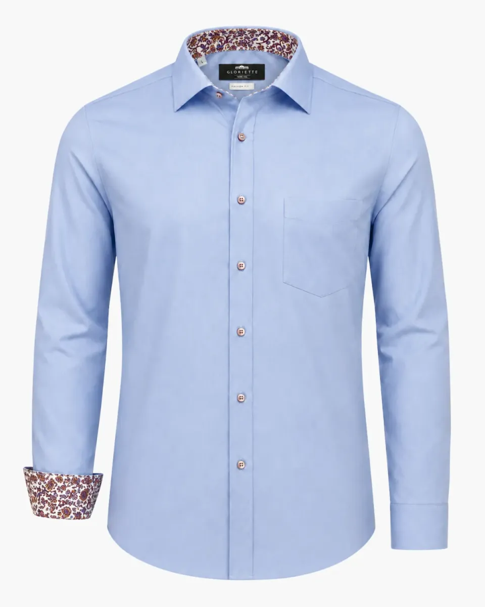Gloriette Hemd Fashion-Fit blau Iron Free Langarm