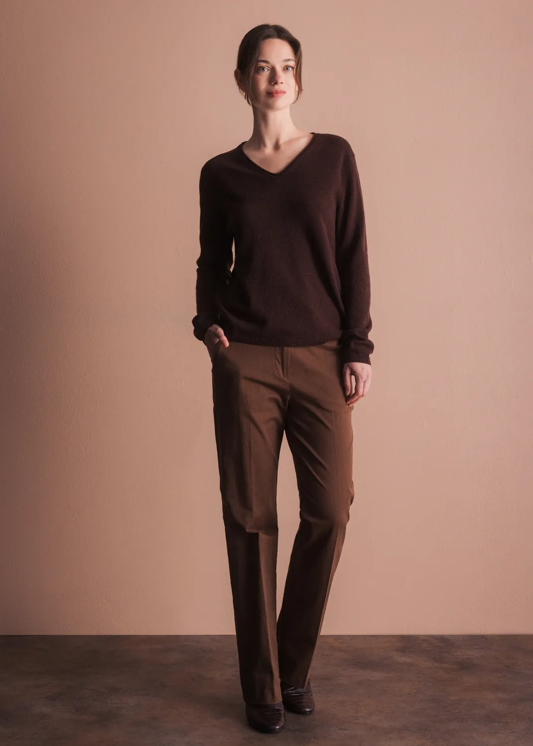 Senatex V-Ausschnitt Merinowolle Pullover Lilac leicht
