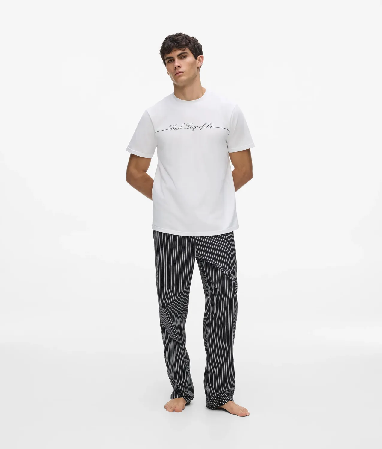 Karl Lagerfeld Pinstripe Pyjama-Set Nadelstreifen Baumwolle